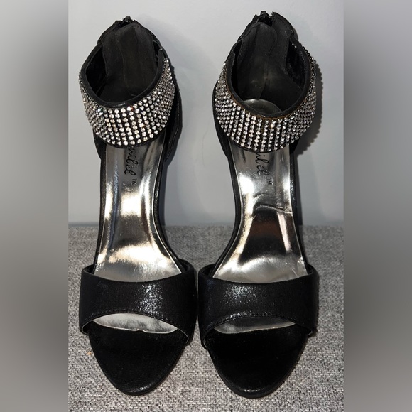 BONNIBEL BLACK RHINESTONE HEELS SIZE 7 - Picture 3 of 10